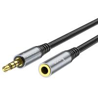 Переходник/Адаптер HOCO UPA20 Jack 3.5 (m) - Jack 3,5 (f), 1 м, серый металлик фото