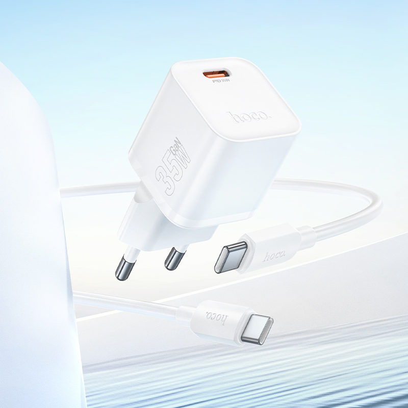 Сетевое зарядное устройство HOCO N66 Ingenious 1xUSB-C с Кабелем Type-C - Type-C, 35W, белый фото