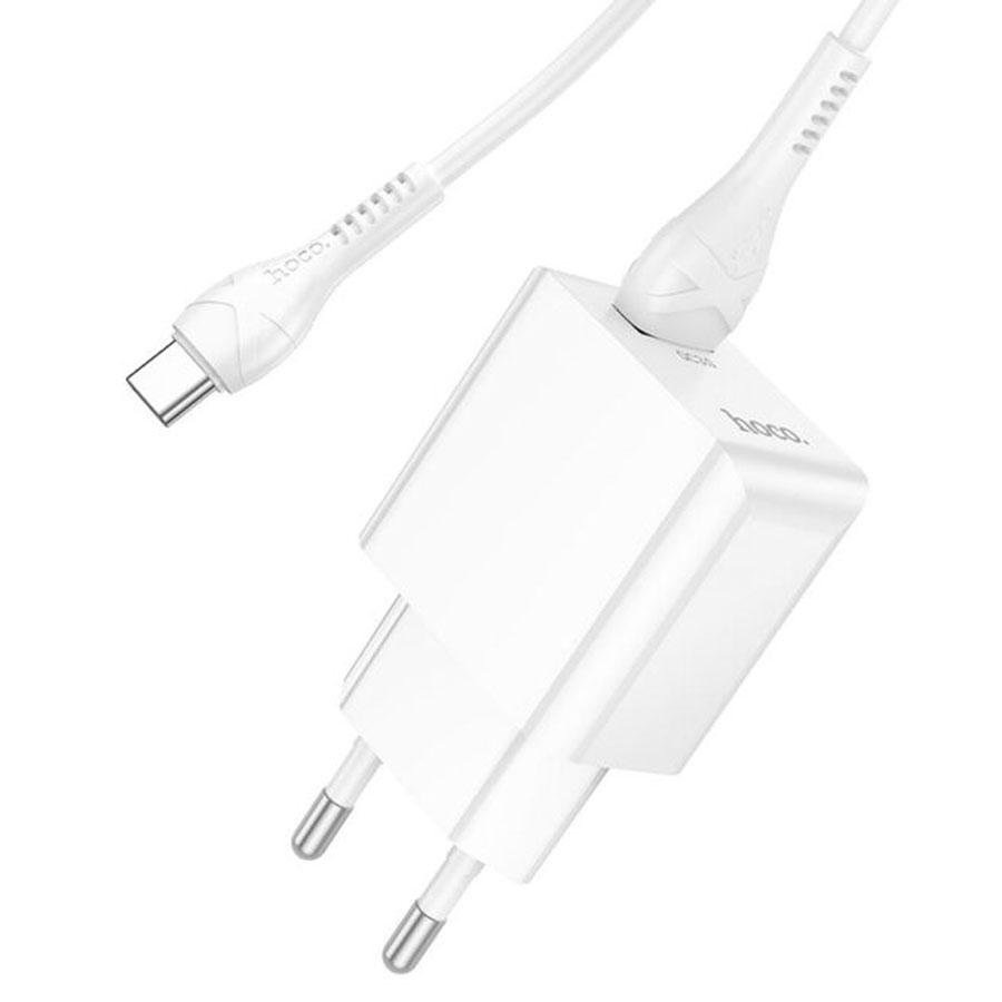 Сетевое зарядное устройство HOCO C98A Proton 1xUSB с Кабелем USB - Type-C, 3.0A, 18W, белый фото