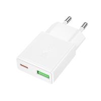 Сетевое зарядное устройство HOCO N73 Speed 1xUSB + 1xUSB-C, 3A, 20W, белый фото