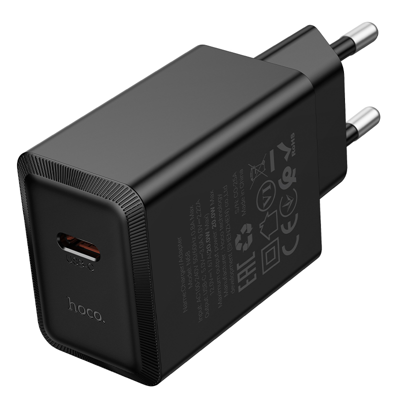 Сетевое зарядное устройство HOCO N68 Nuevo 1xUSB-C, 20W, черный фото