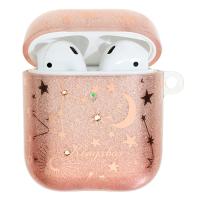 Чехол силиконовый Kingxbar Swarovski для Airpods 2, розовые блестки, созвездие (32) фото