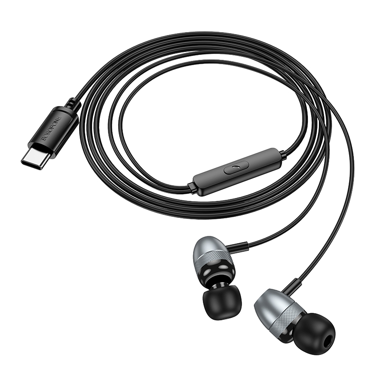 Проводные наушники BOROFONE BM95 Excepcional, Type-C, 1.2 м, серый металлик фото