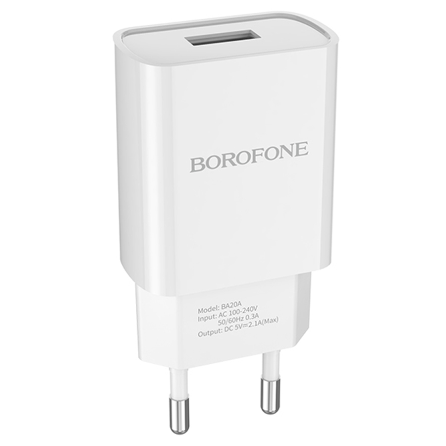 Сетевое зарядное устройство BOROFONE BA20A Sharp 1xUSB, 2A, белый фото