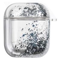 Чехол пластиковый Kingxbar со шнурком для Airpods 2, прозрачный, серебрянные блестки (30) фото