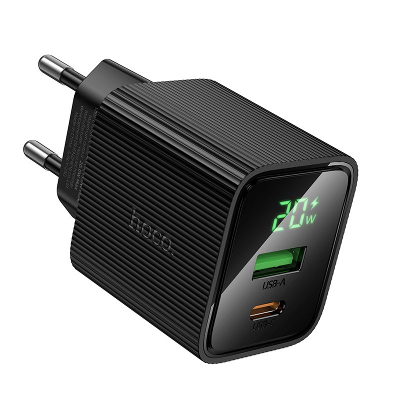 Сетевое зарядное устройство HOCO CS83A Excellent 1xUSB + 1xUSB-C, 3A, 20W, черный фото