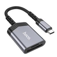 Переходник/Адаптер HOCO UA25 Card reader Type-C (m) - TF/SD, 19 см, серый металлик фото