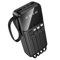 Портативный аккумулятор BOROFONE BJ76A Smart, встроенный кабель Lightning + Type-C + MircoUSB, 20000 мА⋅ч, черный фото