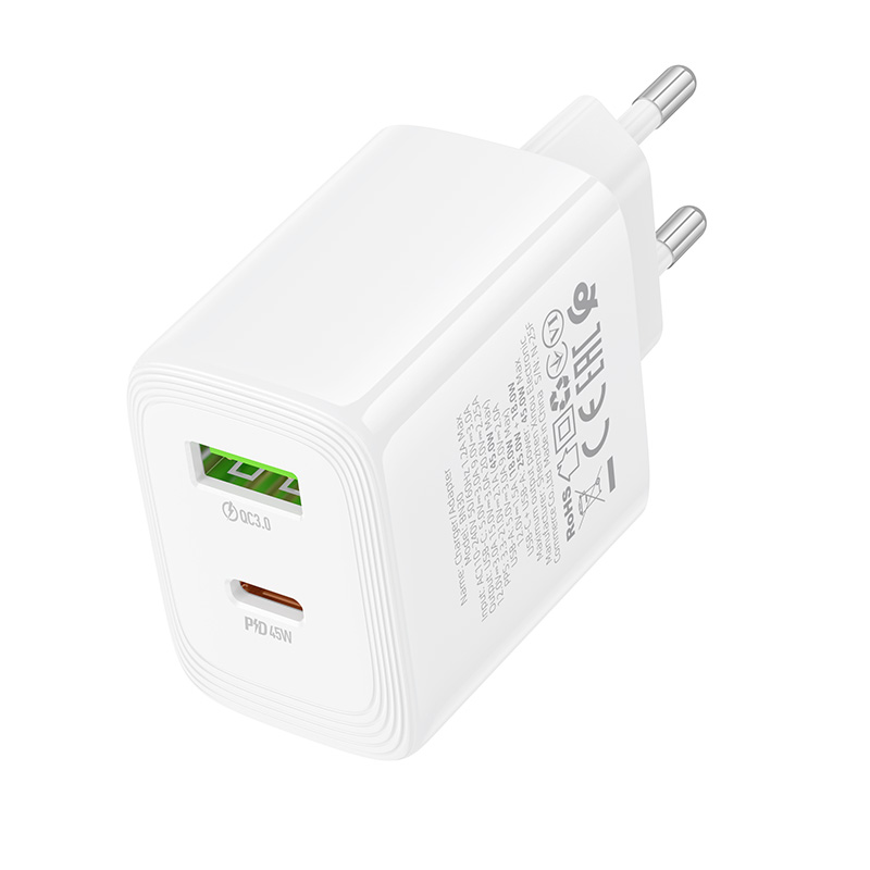 Сетевое зарядное устройство BOROFONE BN30 Cargador 1xUSB + 1xUSB-C, 45W, белый фото
