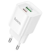 Сетевое зарядное устройство HOCO C147A Charm 1xUSB + 1xUSB-C, 3A, 20W, белый фото