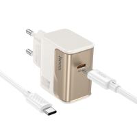 Сетевое зарядное устройство HOCO CS72A Star 1xUSB-C с Кабелем Type-C - Type-C, 30W, белый фото
