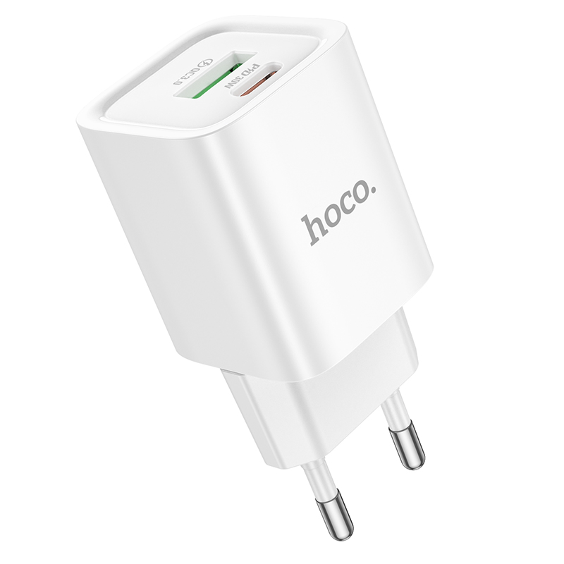 Сетевое зарядное устройство HOCO C149A Charm 1xUSB + 1xUSB-C, 3A, 30W, белый фото