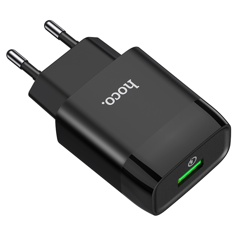 Сетевое зарядное устройство HOCO C72Q Glorious 1xUSB, 3.0A, 18W, черный фото