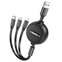 Кабель USB HOCO X75 3 в 1 USB - Type-C + Lightning + MicroUSB, 2А, 1 м, черный фото
