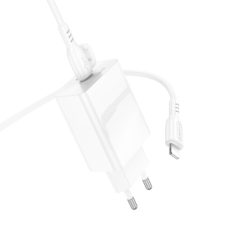 Сетевое зарядное устройство BOROFONE BA21A Prob Long journey 1xUSB-C с Кабелем Type-C - Lightning, 20W, белый фото