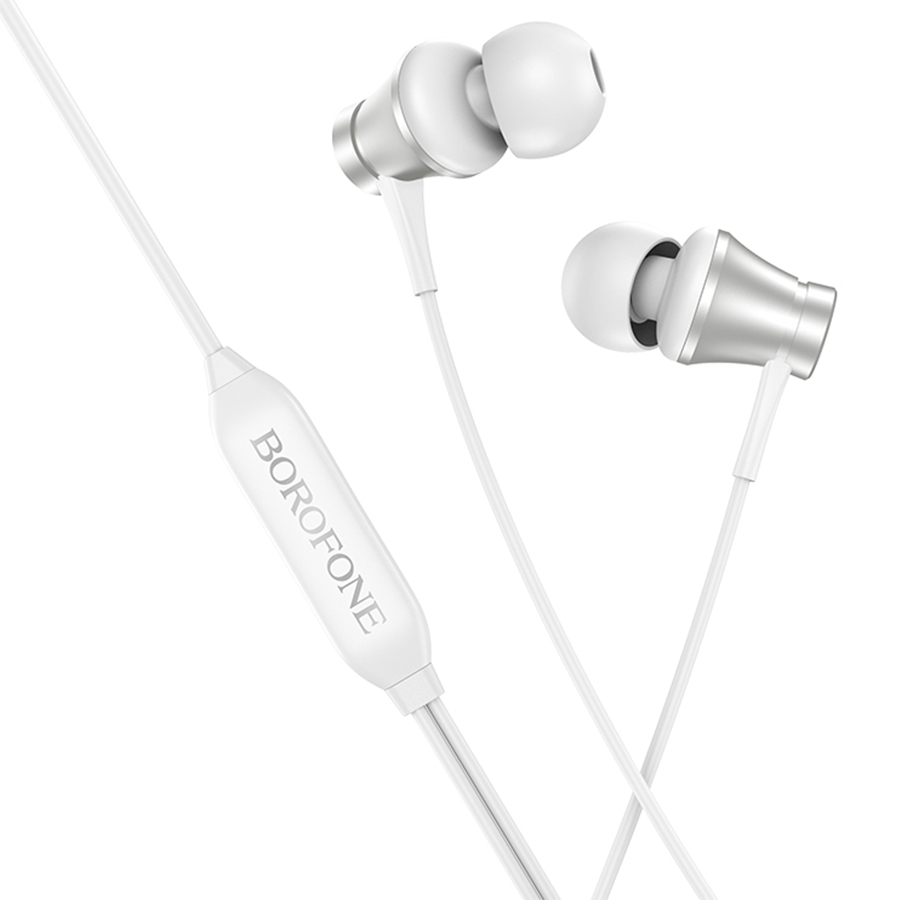 Проводные наушники BOROFONE BM73 Platinum, Jack 3.5mm, 1.2 м, серебристый фото
