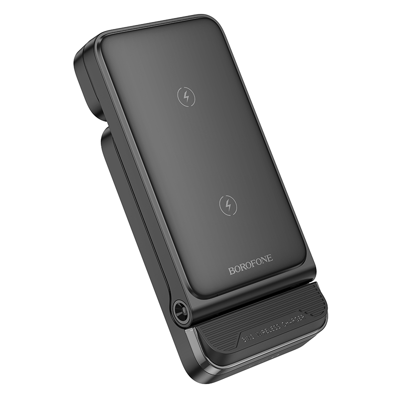 Настольная зарядная станция BOROFONE BQ33 Clever для iPhone+Airpods+Apple Watch с Кабелем USB - Type-C, 5W/7.5W/10W/15W, черный фото