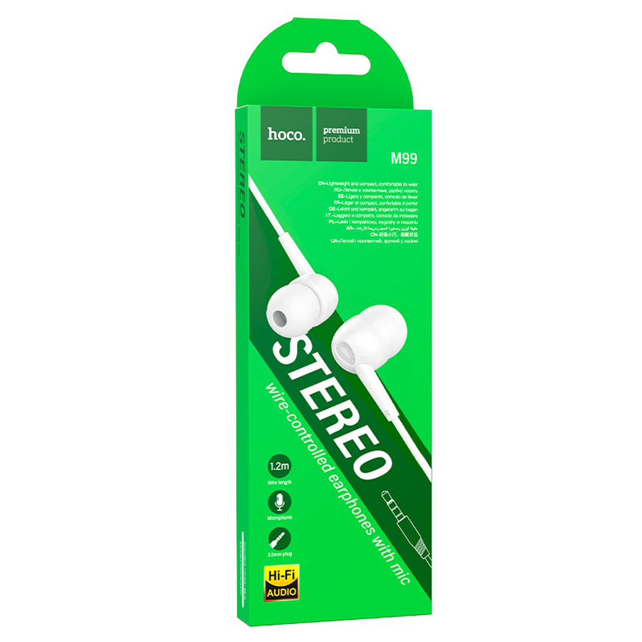 Проводные наушники HOCO M99 Celestial, Jack 3.5mm, 1.2 м, белый фото