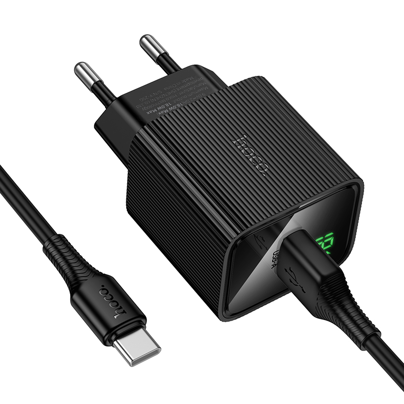 Сетевое зарядное устройство HOCO CS81A Excellent 1xUSB с Кабелем USB - Type-C, 18W, черный фото