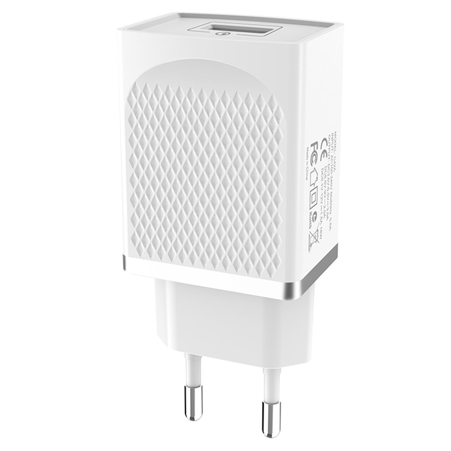 Сетевое зарядное устройство HOCO C42A Vast 1xUSB, 1.5-3.0A, 18W, белый фото