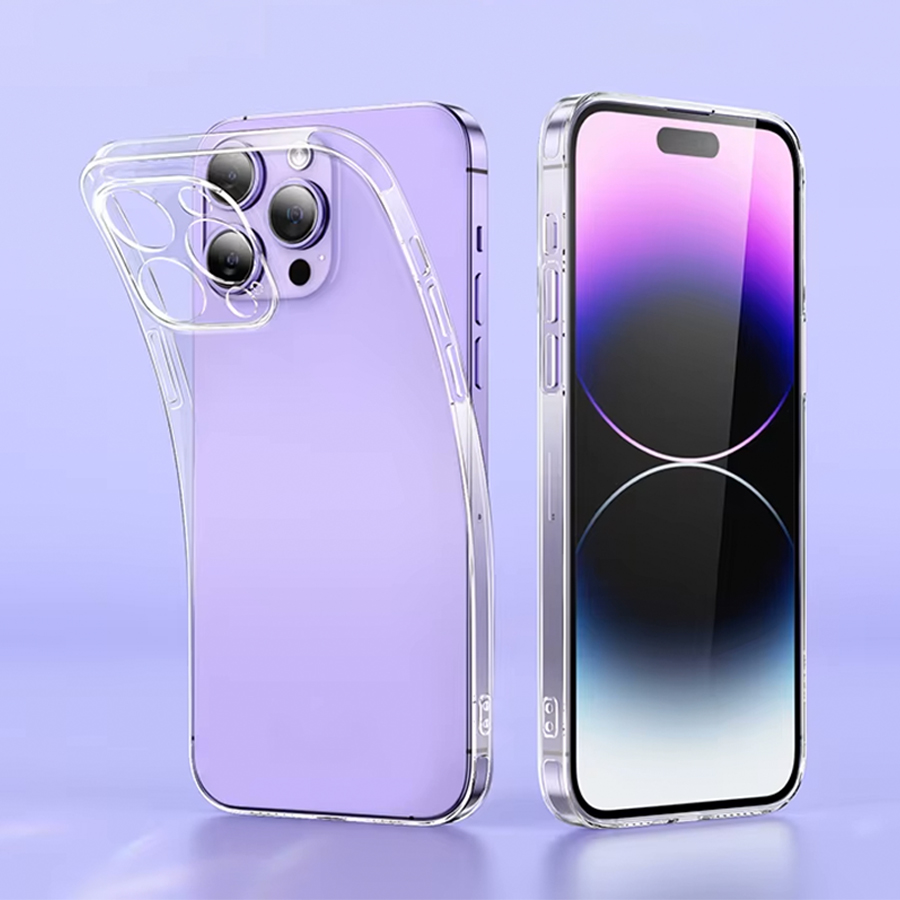 Чехол Clear Case силиконовый с защитой камеры для iPhone 14 Pro 6.1", прозрачный фото