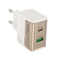 Сетевое зарядное устройство HOCO CS71A Star 1xUSB + 1xUSB-C, 3A, 20W, белый фото