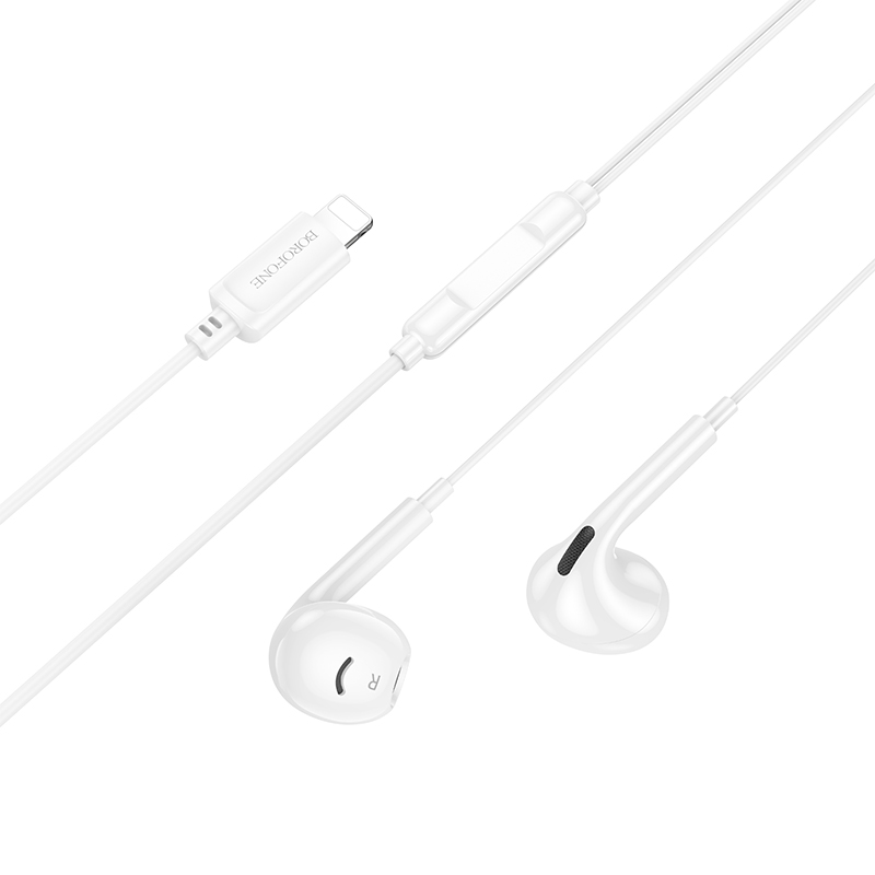 Проводные наушники BOROFONE BM96 Brilliant, Lightning, 1.2 м, белый фото