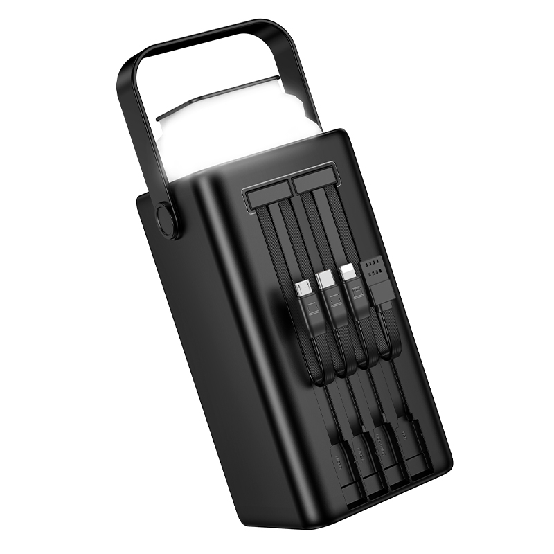 Портативный аккумулятор BOROFONE BJ65B High, встроенный кабель Lightning + Type-C + MircoUSB, 22.5W, 80000 мА⋅ч, черный фото