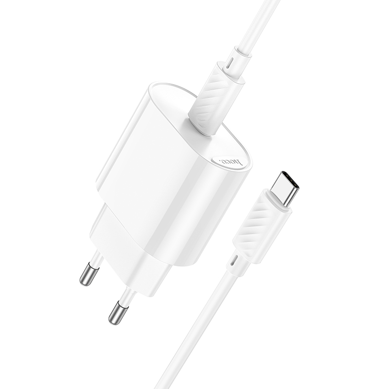 Сетевое зарядное устройство HOCO C109A Fighter 1xUSB-C с Кабелем Type-C - Type-C, 20W, белый фото