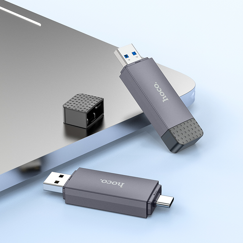 Переходник/Адаптер HOCO HB45 Spirit 2 в 1 USB3.0 (m) / Type-C (m) - TF/SD, черный фото