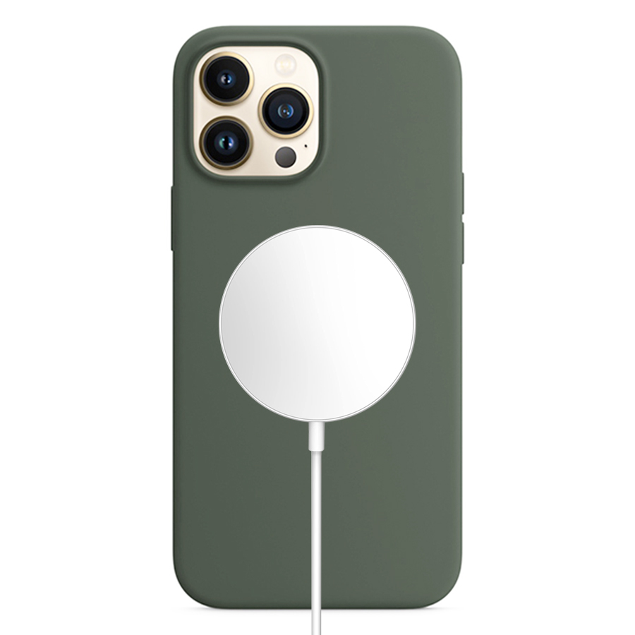 Чехол Silicone Case with MagSafe и Анимация цвета для iPhone 14 Pro Max 6.7", темно-зеленый (10) фото