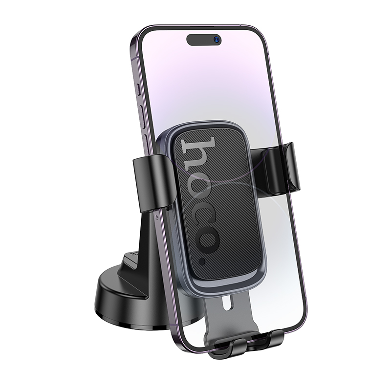 Автомобильный держатель HOCO H81 Vista, зажимной, на приборную панель, черный+серый металлик фото