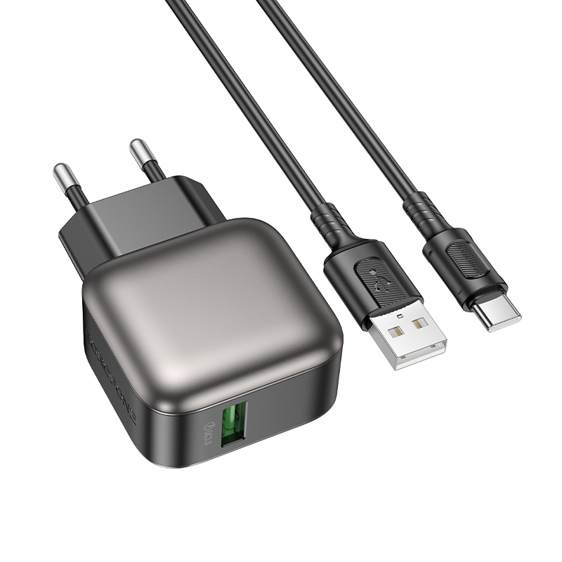 Сетевое зарядное устройство BOROFONE BAS52A Absolute 1xUSB с Кабелем USB - Type-C, 18W, черный фото