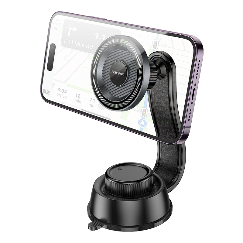 Автомобильный держатель BOROFONE BH123 Profit, магнитный, на приборную панель, черный+серый металлик фото
