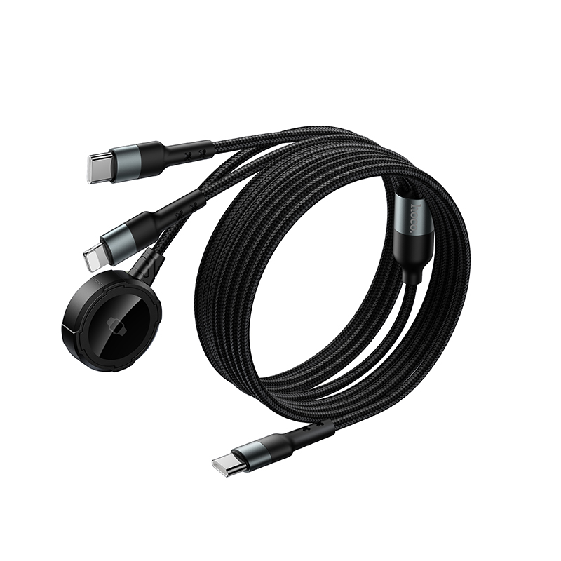 Зарядное устройство HOCO CW64 для Apple Watch 1xUSB-C + 1x Lightning с Кабелем Type-C, черный фото
