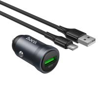 Автомобильное зарядное устройство HOCO Z62 Energy, 1xUSB с Кабелем USB - Type-C, 18W, серый металлик фото