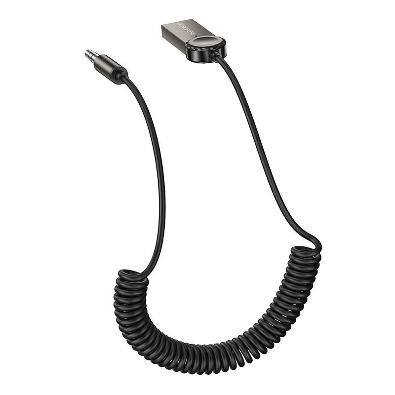 Переходник/Адаптер BOROFONE BC56 Peaceful Jack 3.5 (m) - USB (f), 1 м, серый металлик фото