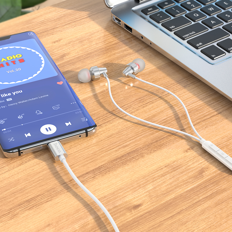 Проводные наушники HOCO M90 Delight, Type-C, 1.2 м, серебристый фото