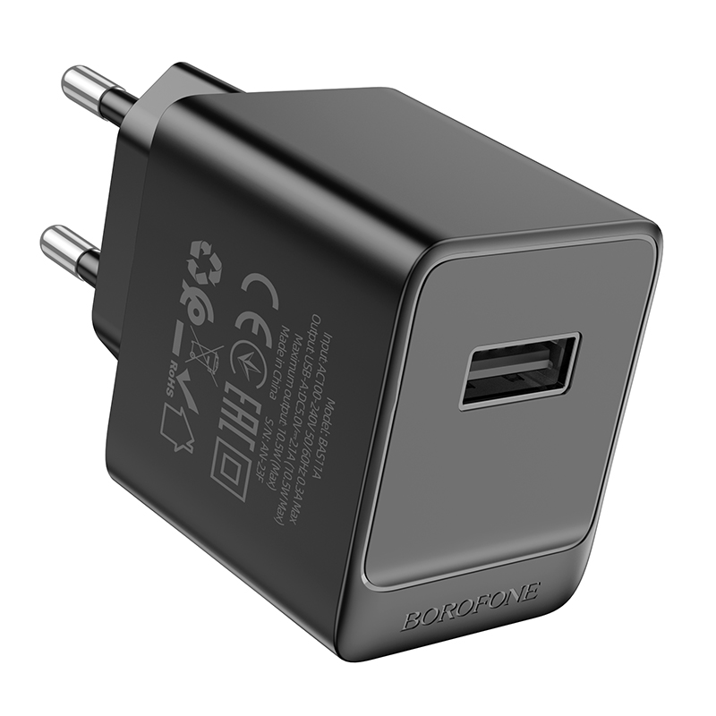 Сетевое зарядное устройство BOROFONE BAS11A Erudite 1xUSB, 2.1A, черный фото