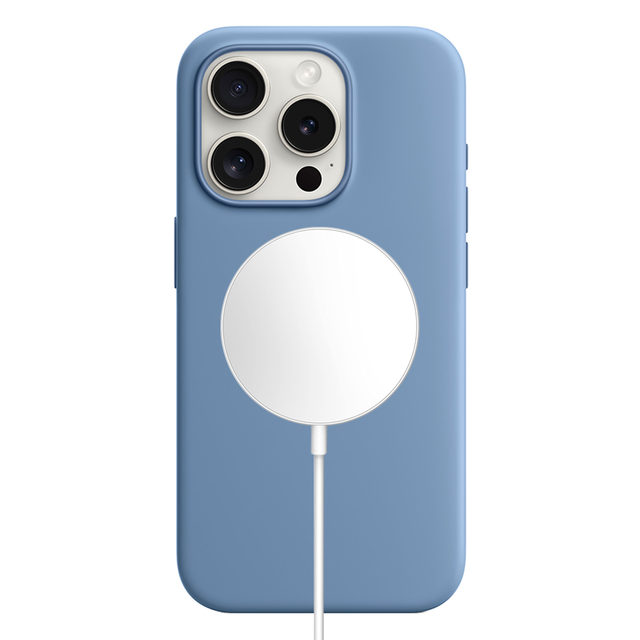 Чехол Silicone Case with MagSafe и Анимация цвета для iPhone 15 Pro 6.1", облачно-синий Winter Blue (4) фото