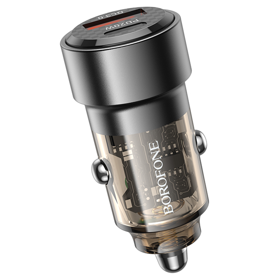 Автомобильное зарядное устройство BOROFONE BZ20 Smart, 1xUSB + 1xUSB-C, 38W, черный фото