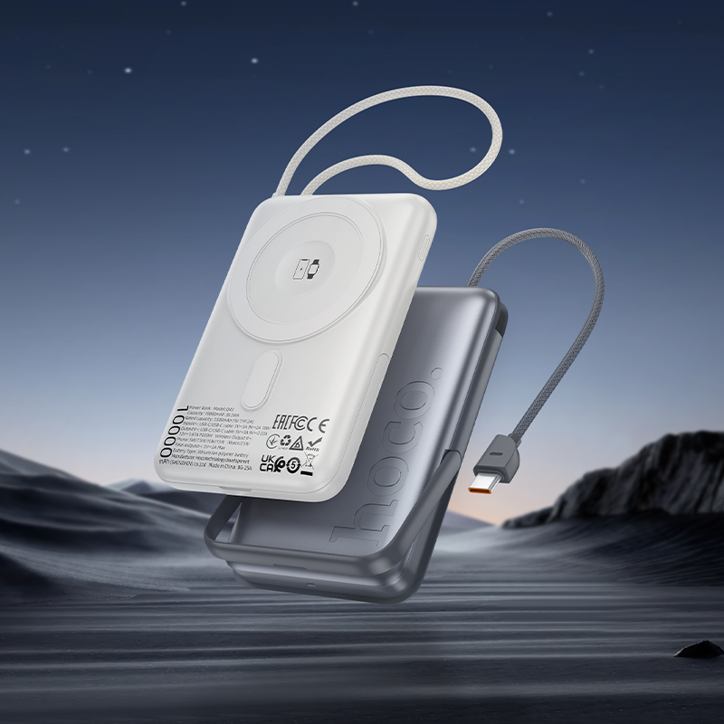 Портативный аккумулятор HOCO Q43 Clever, с беспроводной зарядкой, 20W, 10000 мА⋅ч, серый металлик фото