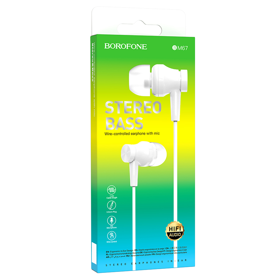 Проводные наушники BOROFONE BM67 Talent, Jack 3.5mm, 1.2 м, белый фото