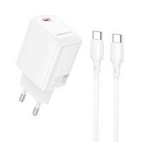 Сетевое зарядное устройство BOROFONE BN26 Fuente 1xUSB-C с Кабелем Type-C - Type-C, 20W, белый фото