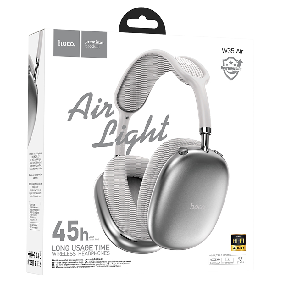 Беспроводные наушники накладные HOCO W35 Air Triumph, Bluetooth, серебристый фото