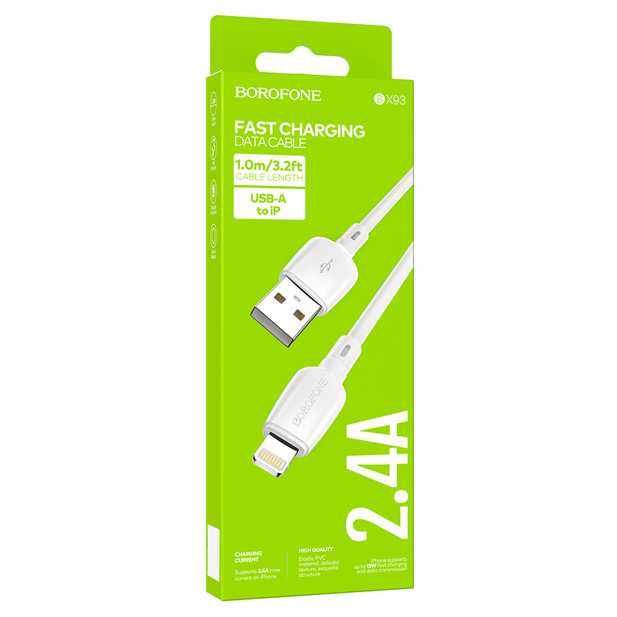 Кабель USB BOROFONE BX93 Super power USB - Lightning, 2.4А, 1 м, белый оптом недорого с доставкой Кабель USB BOROFONE BX93 Super power USB - Lightning, 2.4А, 1 м, белый фото