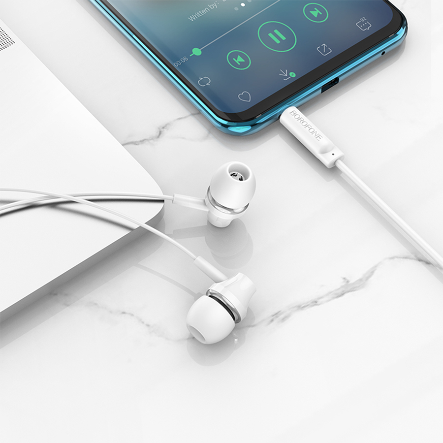 Проводные наушники BOROFONE BM74 Singer, Jack 3.5mm, 1.2 м, белый фото