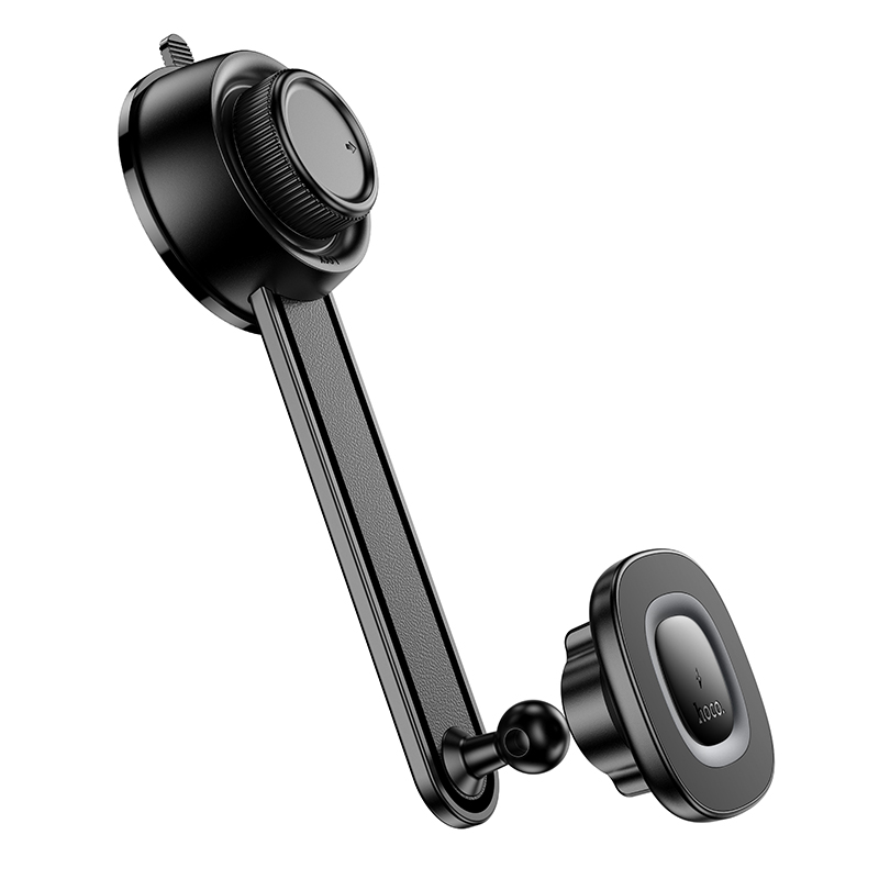 Автомобильный держатель HOCO HW31 Crown, магнитный с беспроводной зарядкой, 15W, на приборную панель, черный+серый фото