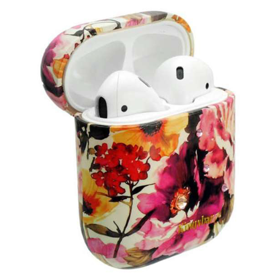 Чехол пластиковый Kingxbar со шнурком для Airpods 2, белый, пионы (23) фото