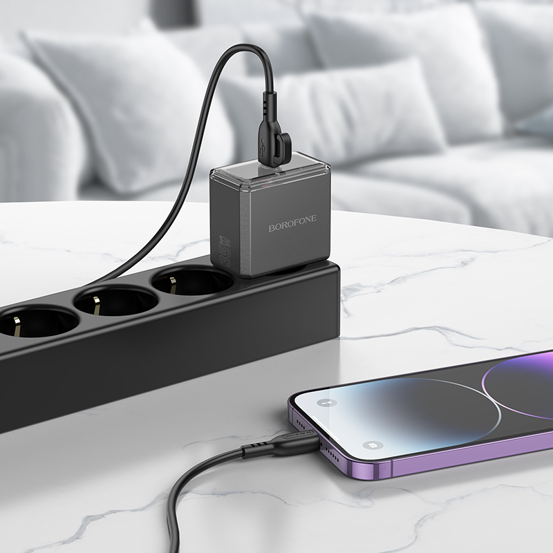 Сетевое зарядное устройство BOROFONE BAS31A Treasure 1xUSB-C с Кабелем Type-C - Lightning, 35W, черный фото